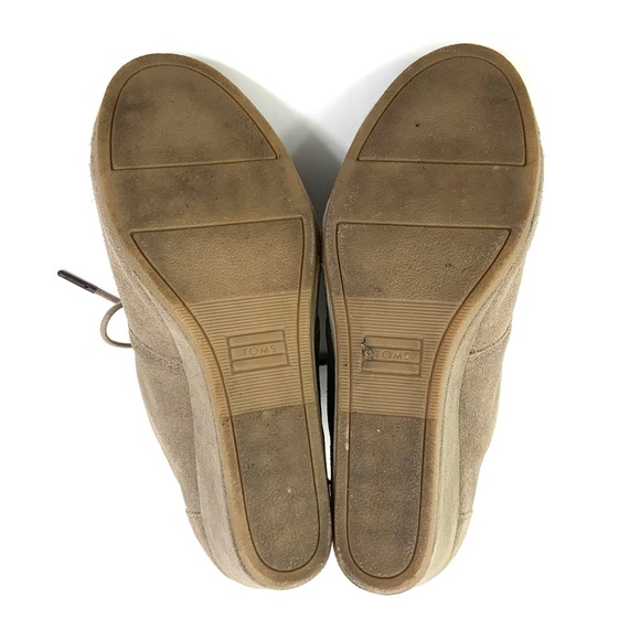 TOMS Kala Wedge Booties Tan Suede Leather Ankle Booties Boots Size 9 - Picture 6 of 9